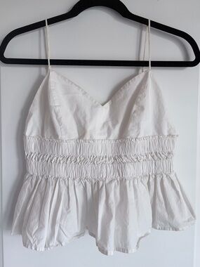 Express Women's White Smocked Peplum Top